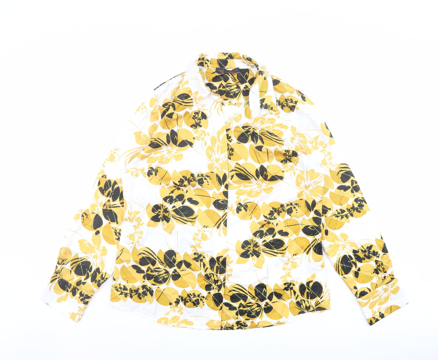 Womens UK Size 14 Marks and Spencer Yellow Basic Button-Up
