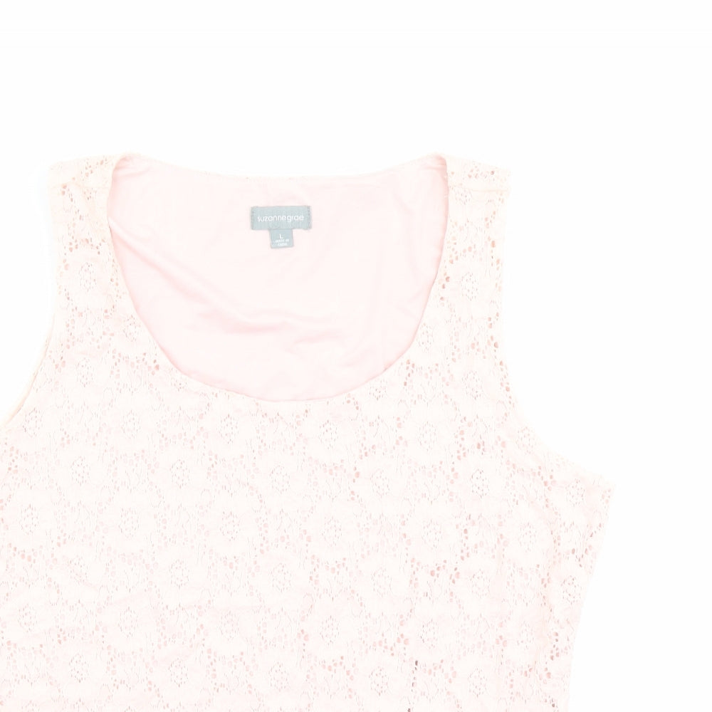 Womens UK Size L Suzanne Grae Pink Basic Tank