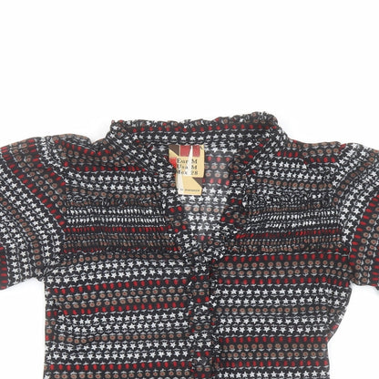 Womens UK Size M Zara Multicoloured Basic Button-Up
