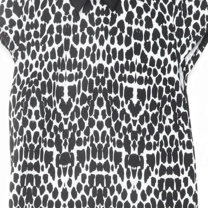 Dorothy Perkins Womens Black Geometric Viscose A-Line Size 8 Collared Button
