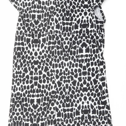 Dorothy Perkins Womens Black Geometric Viscose A-Line Size 8 Collared Button