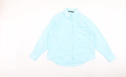 Womens UK Size S Zara Blue Basic Button-Up
