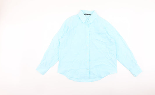 Womens UK Size S Zara Blue Basic Button-Up