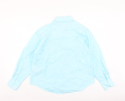 Womens UK Size S Zara Blue Basic Button-Up