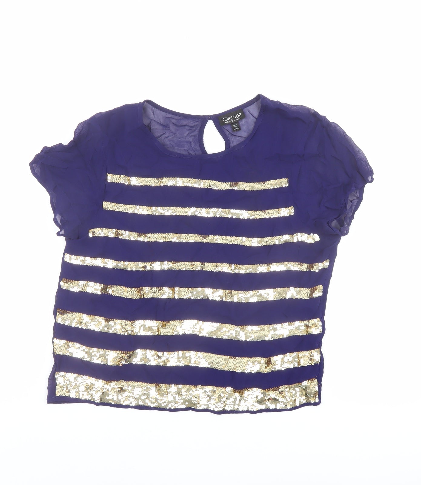 Womens UK Size 10 Topshop Blue Basic Blouse
