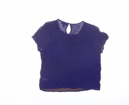 Womens UK Size 10 Topshop Blue Basic Blouse