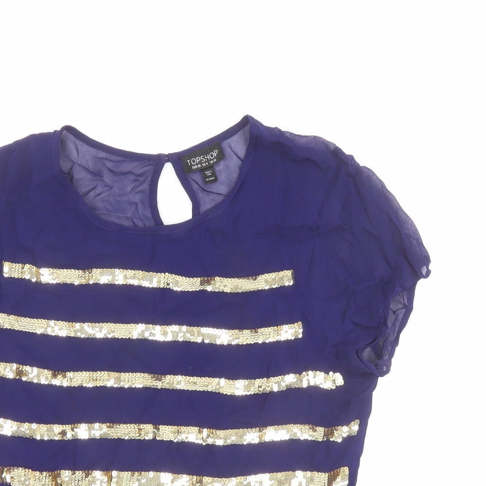 Womens UK Size 10 Topshop Blue Basic Blouse