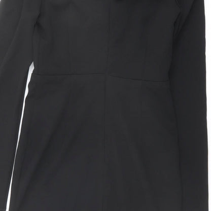 Pink Boutique Womens Black Polyester Shift Size 8 Off the Shoulder Zip