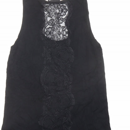 Warehouse Womens Black Viscose Basic Tank Size 10 Round Neck