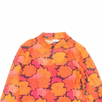 River Island Girls Orange Floral Polyester Basic T-Shirt Size 11-12 Years Mock Neck Pullover