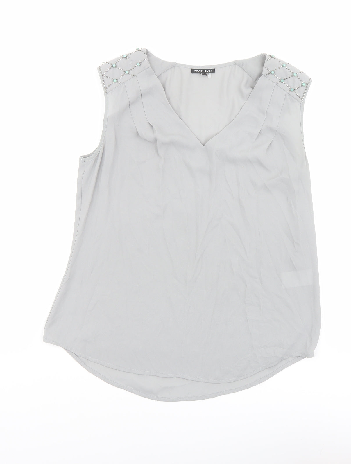 Womens UK Size M Warehouse Grey Basic Blouse