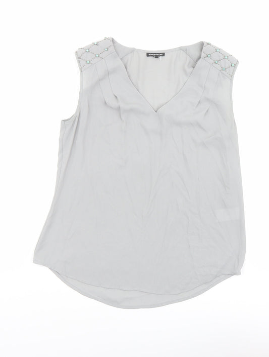 Womens UK Size M Warehouse Grey Basic Blouse