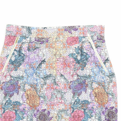 H&M Womens Multicoloured Geometric Polyester Straight & Pencil Skirt Size 12 Zip