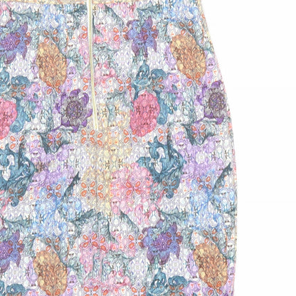H&M Womens Multicoloured Geometric Polyester Straight & Pencil Skirt Size 12 Zip