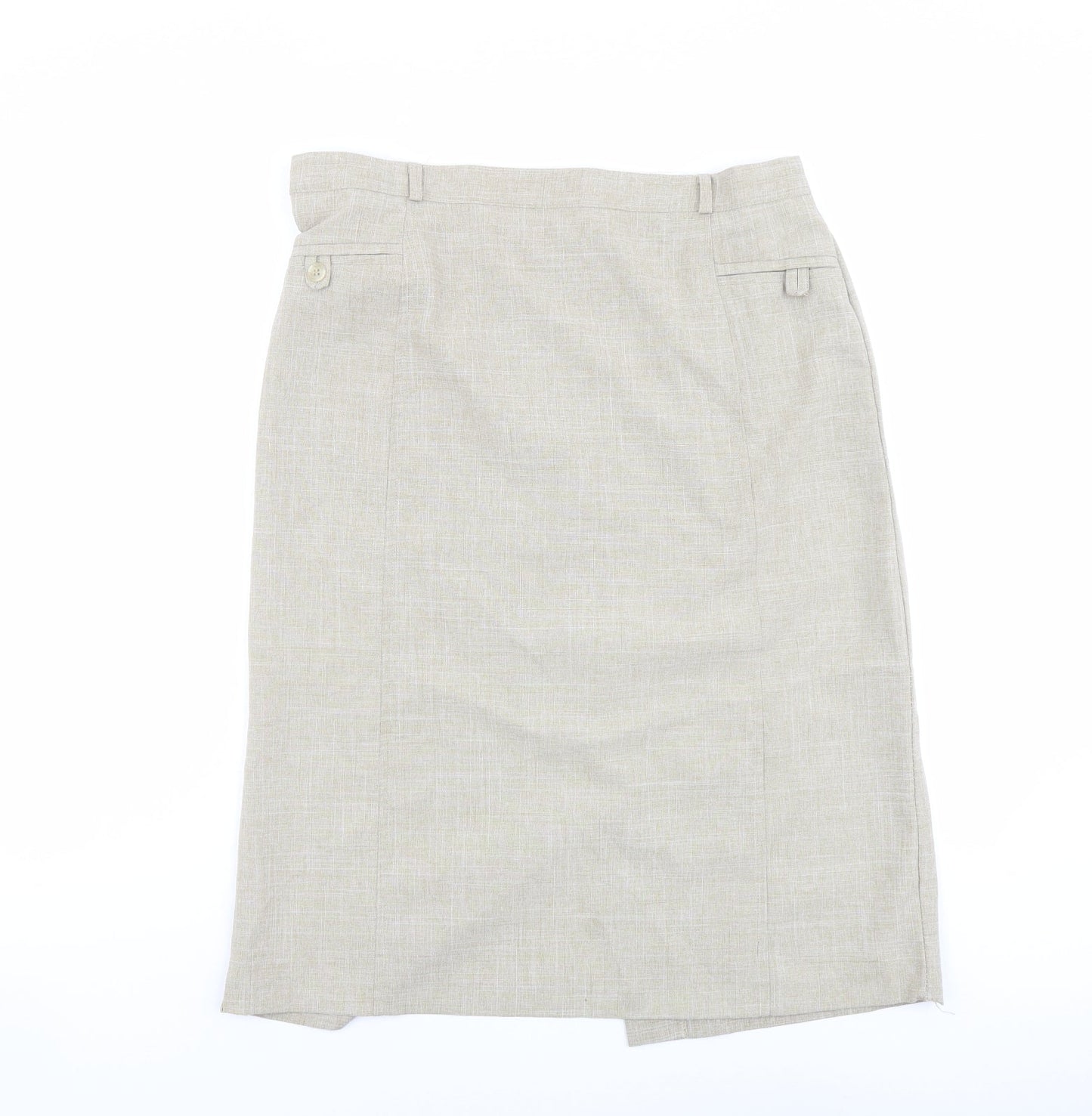 Bonmarché Womens Beige Polyester Straight & Pencil Skirt Size 22 Zip