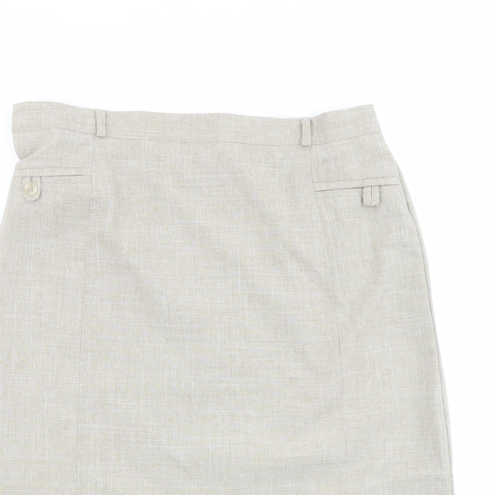 Bonmarché Womens Beige Polyester Straight & Pencil Skirt Size 22 Zip