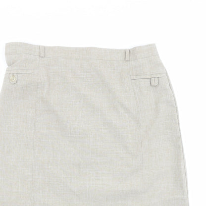 Bonmarché Womens Beige Polyester Straight & Pencil Skirt Size 22 Zip