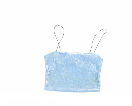 Light Before Dark Womens Blue Polyester Cropped Tank Size XS Square Neck