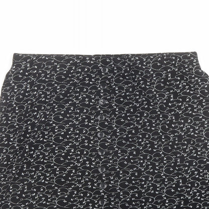 Briggs New York Womens Black Floral Nylon A-Line Skirt Size S