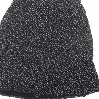 Briggs New York Womens Black Floral Nylon A-Line Skirt Size S