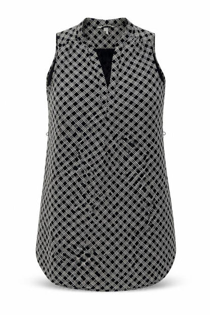 H&M Womens Black Geometric Polyester A-Line Size 12 V-Neck Pullover