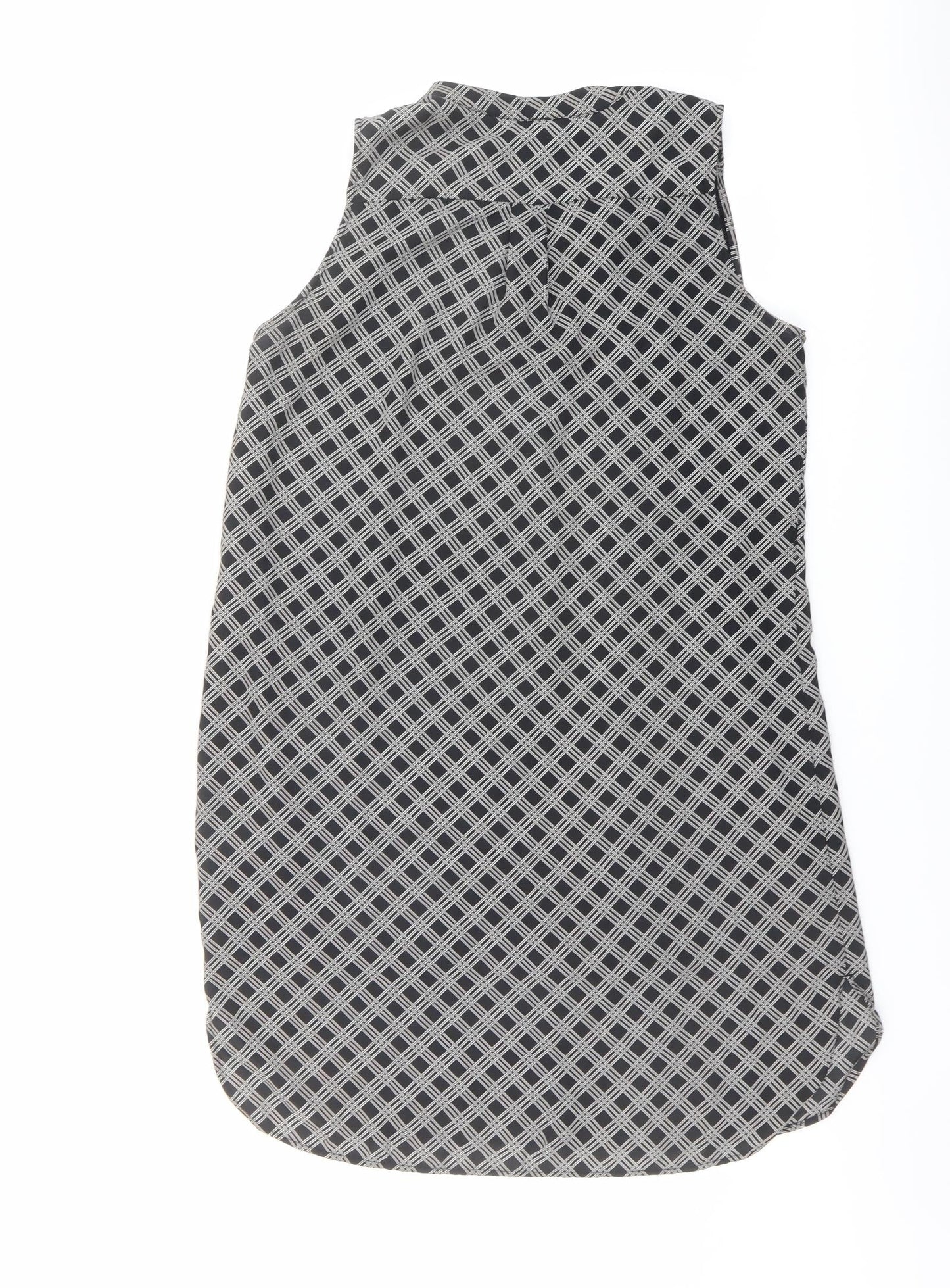 H&M Womens Black Geometric Polyester A-Line Size 12 V-Neck Pullover