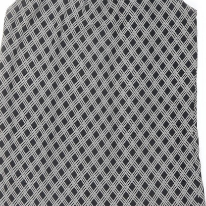 H&M Womens Black Geometric Polyester A-Line Size 12 V-Neck Pullover