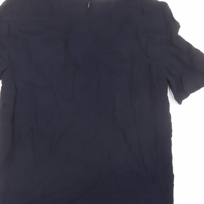 French Connection Womens Blue Viscose Basic Blouse Size 8 Boat Neck - Embellished Neckline