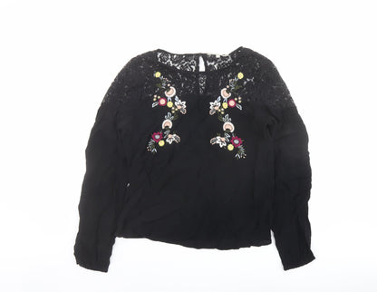 Womens UK Size 10 Red Herring Black Basic Blouse