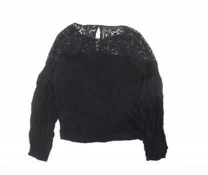 Womens UK Size 10 Red Herring Black Basic Blouse