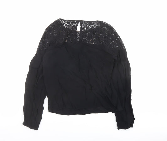 Womens UK Size 10 Red Herring Black Basic Blouse