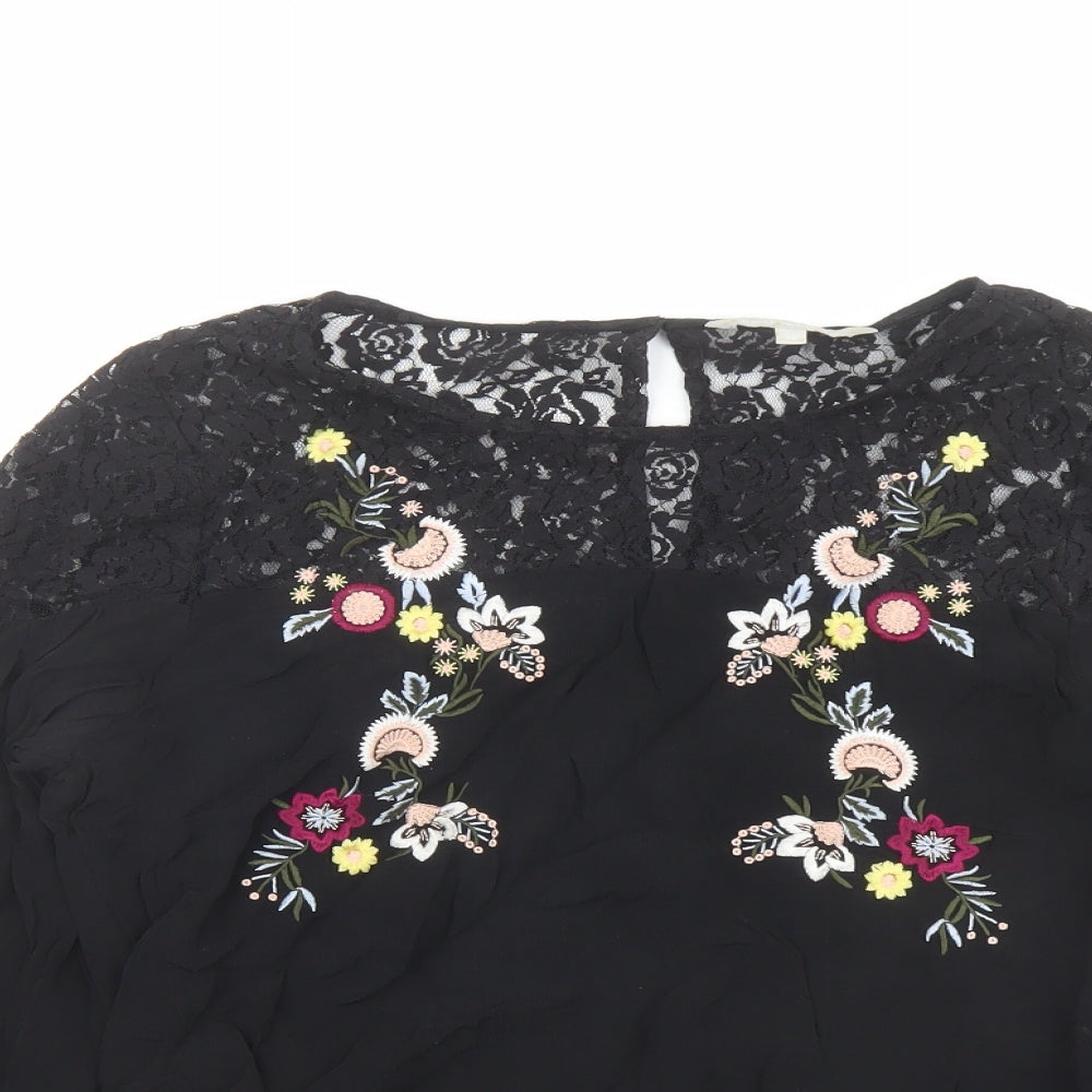 Womens UK Size 10 Red Herring Black Basic Blouse