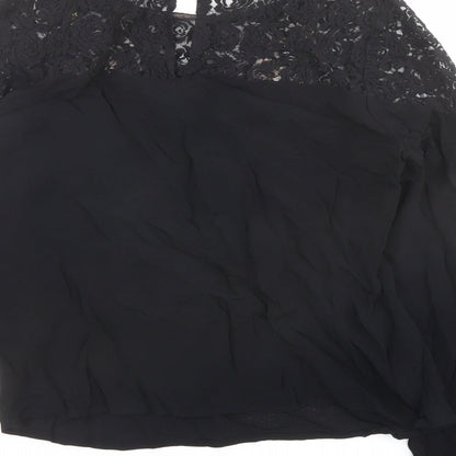 Womens UK Size 10 Red Herring Black Basic Blouse