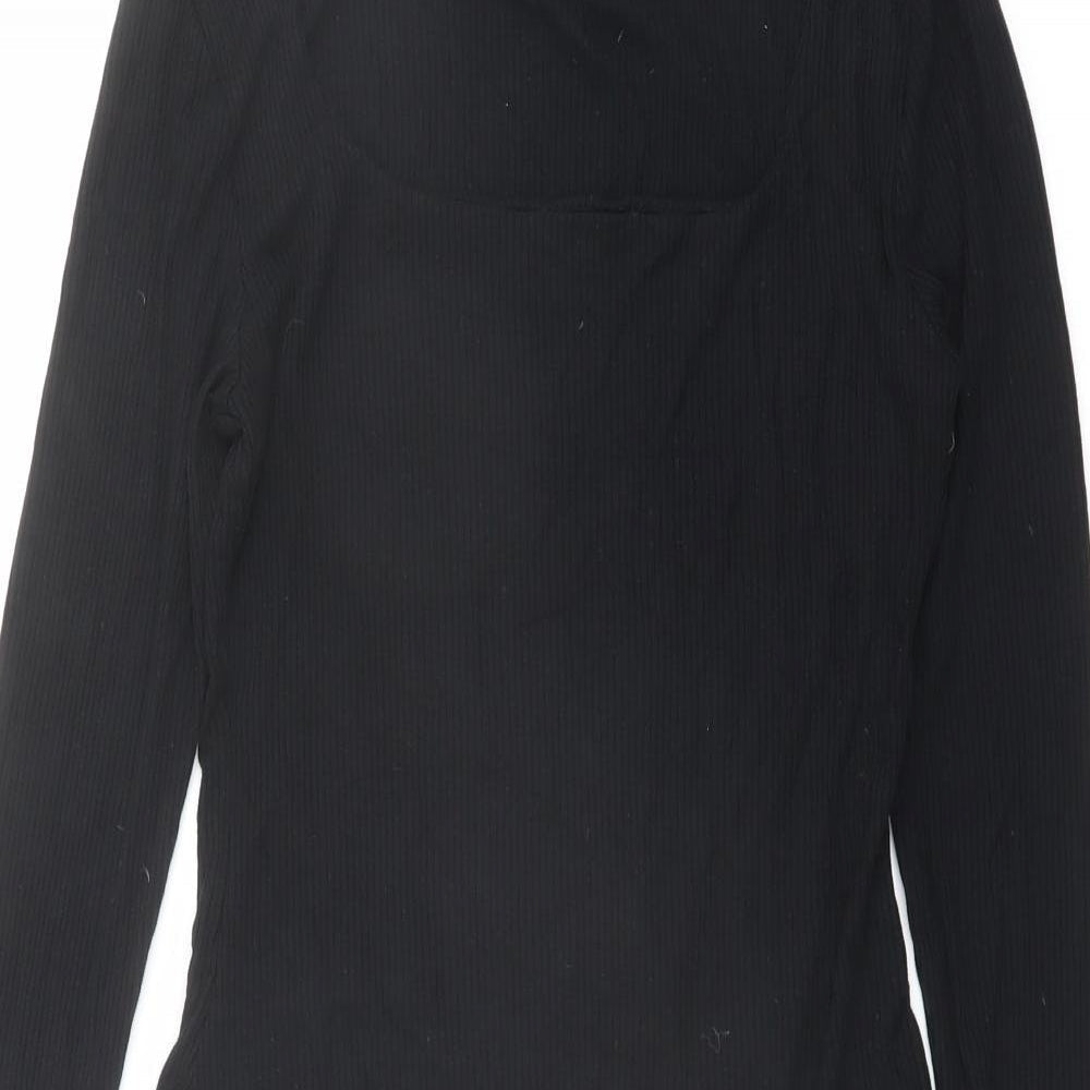 FW Bridge Womens Black Viscose Bodysuit One-Piece Size 12 Snap