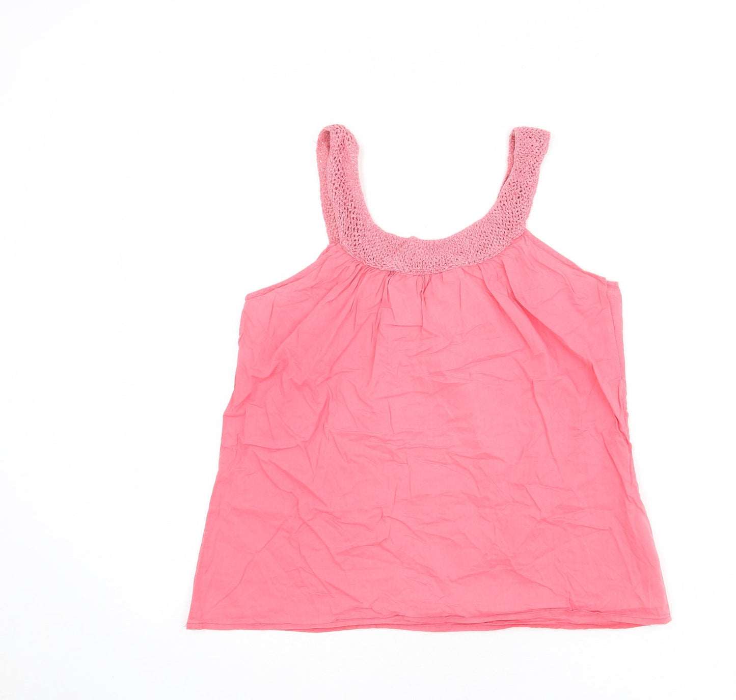 Great Plains Womens Pink Polyester Basic Tank Size S Scoop Neck - Crochet Detail
