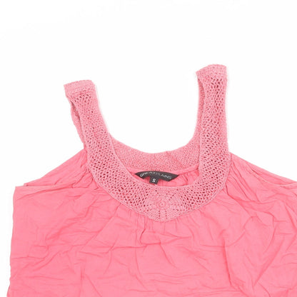 Great Plains Womens Pink Polyester Basic Tank Size S Scoop Neck - Crochet Detail