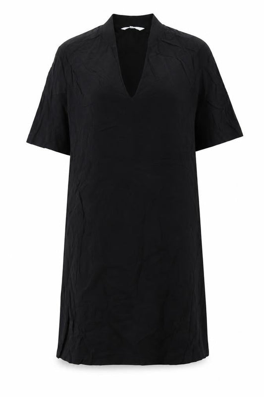 Front view of YAYA women’s black viscose a-line, size UK 8, v-neck pullover