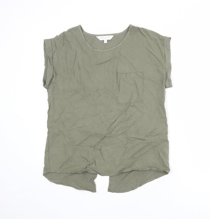 Womens UK Size 8 Apricot Green Basic T-Shirt