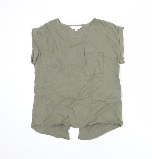 Womens UK Size 8 Apricot Green Basic T-Shirt