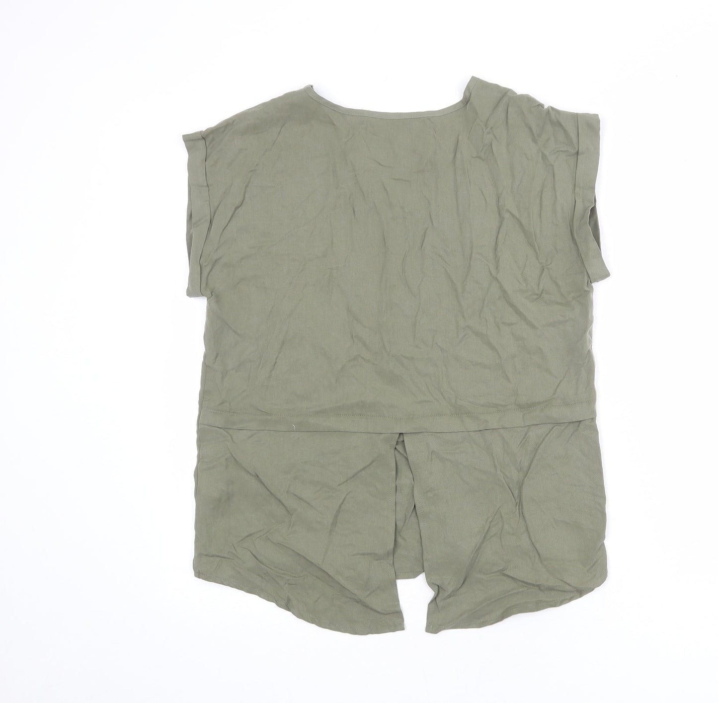 Womens UK Size 8 Apricot Green Basic T-Shirt