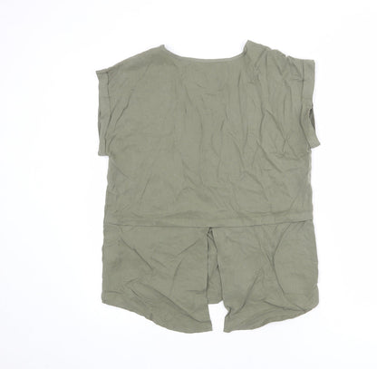 Womens UK Size 8 Apricot Green Basic T-Shirt