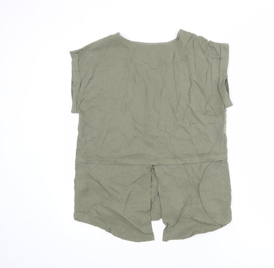 Womens UK Size 8 Apricot Green Basic T-Shirt