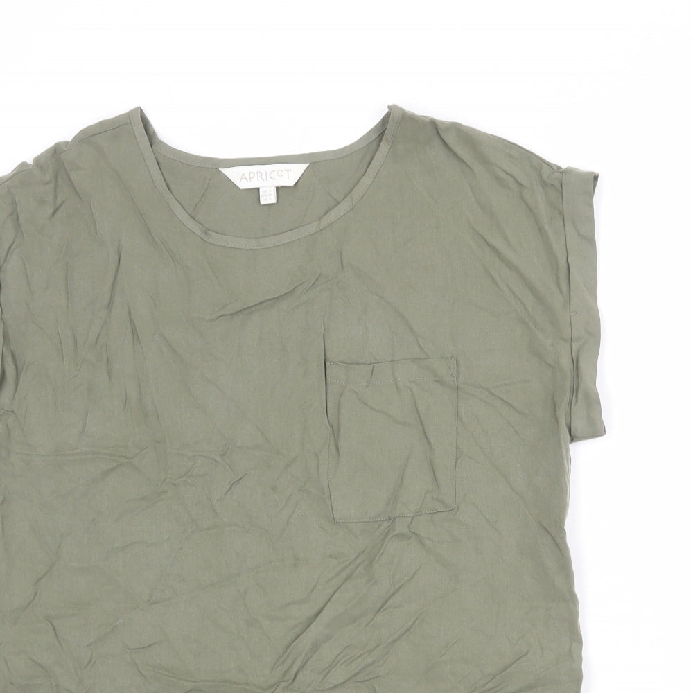 Womens UK Size 8 Apricot Green Basic T-Shirt