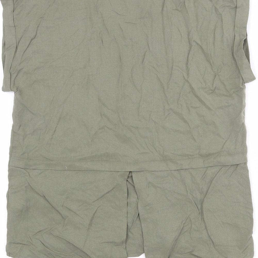Womens UK Size 8 Apricot Green Basic T-Shirt