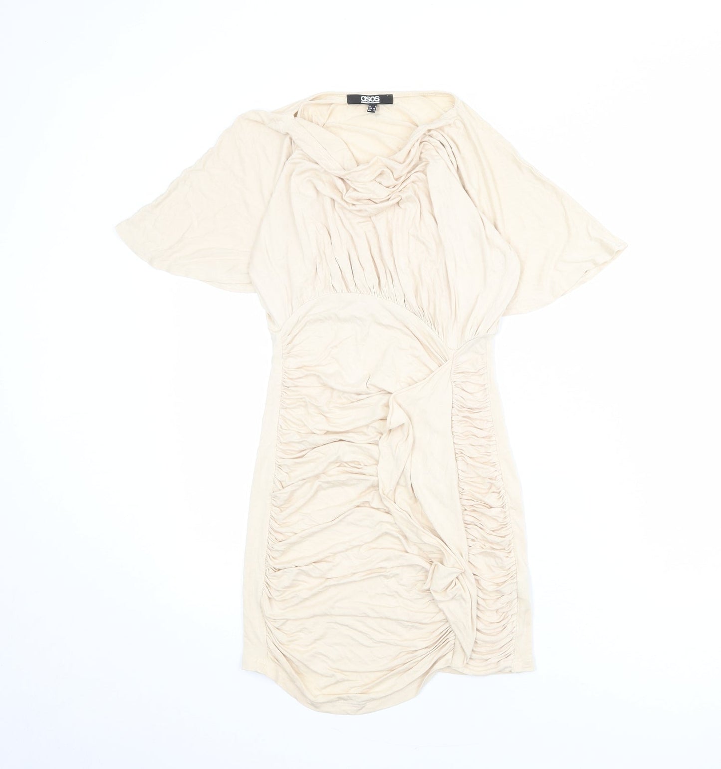 ASOS Womens Beige Viscose Mini Size 8 Cowl Neck Pullover