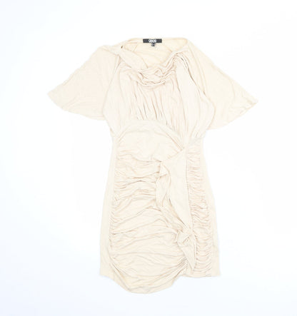 ASOS Womens Beige Viscose Mini Size 8 Cowl Neck Pullover