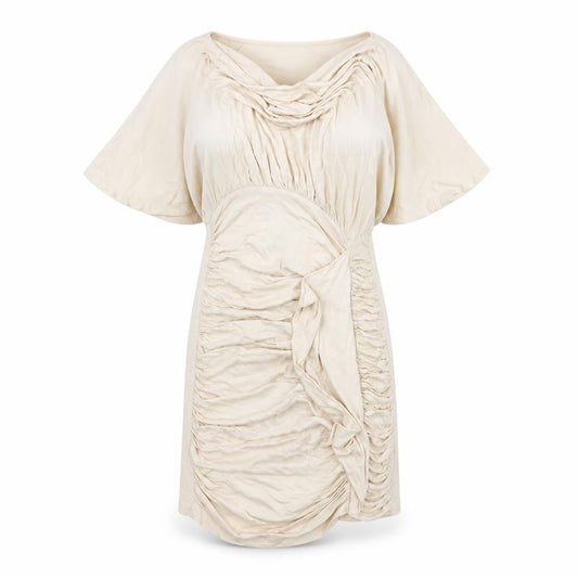 Front view of ASOS women’s beige viscose mini, size UK 8, cowl neck pullover