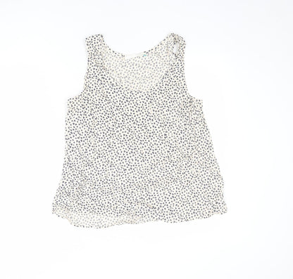 John Lewis Womens Beige Geometric Viscose Basic Tank Size 14 V-Neck - Heart Pattern