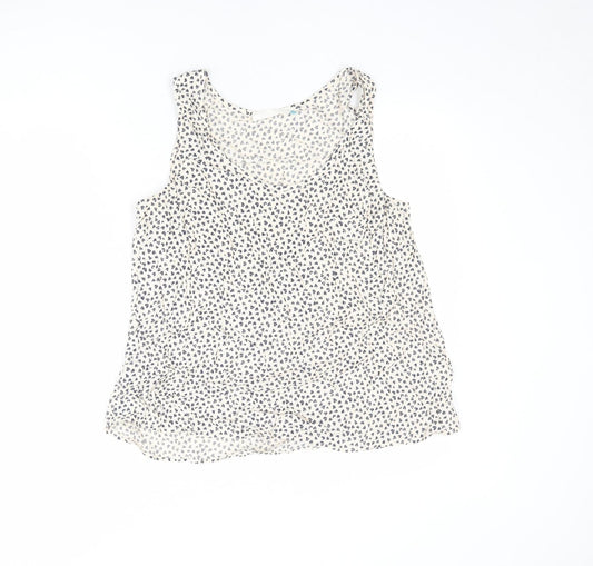 John Lewis Womens Beige Geometric Viscose Basic Tank Size 14 V-Neck - Heart Pattern