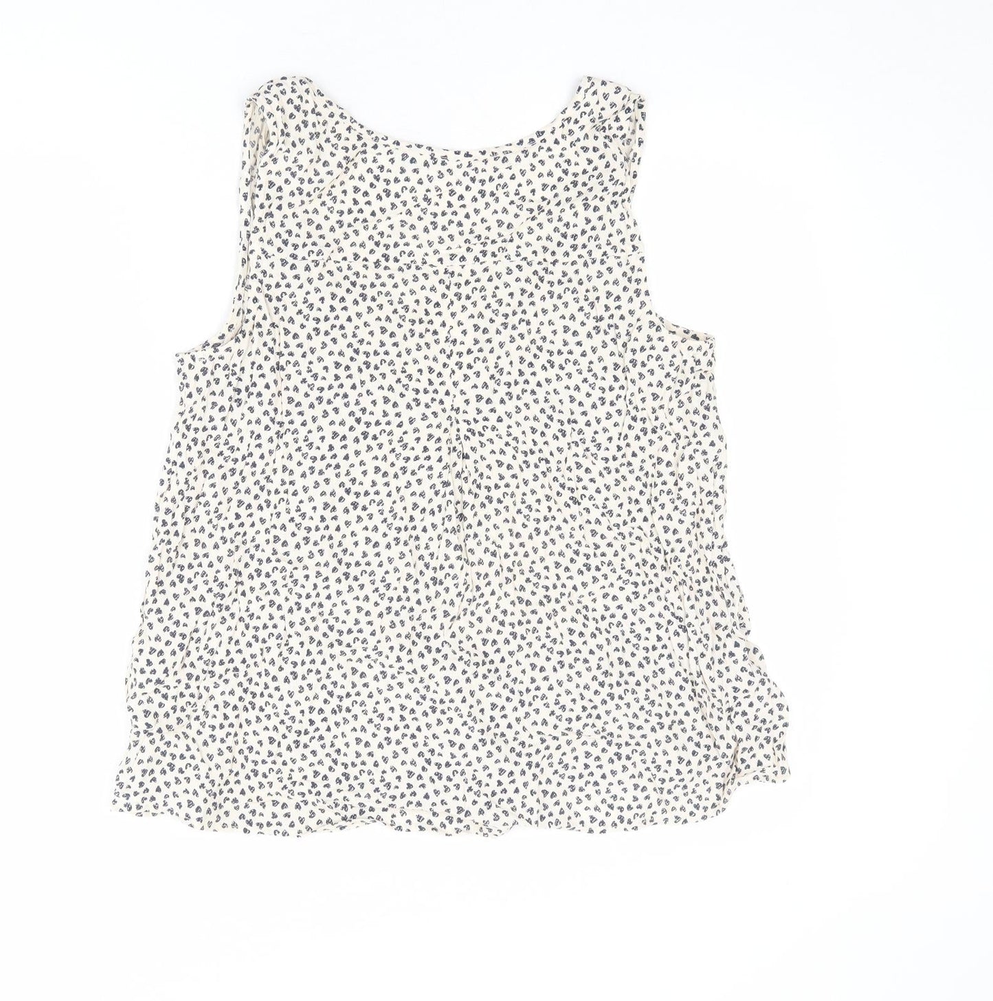 John Lewis Womens Beige Geometric Viscose Basic Tank Size 14 V-Neck - Heart Pattern